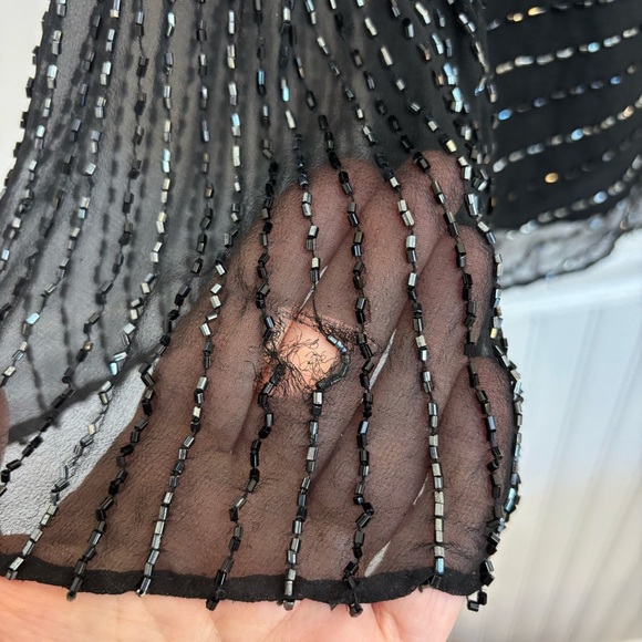 Vintage 80's Oleg Cassini Silk Beaded Sequined Long Evening Gown Black Size 8 - Picture 16 of 16